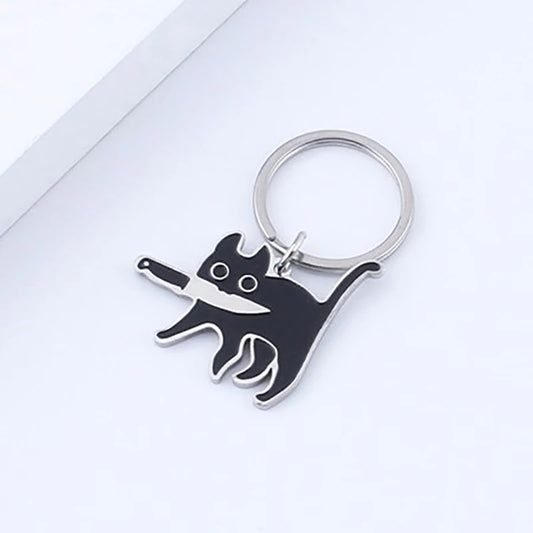 Cute Cartoon Knife Cat Keychain