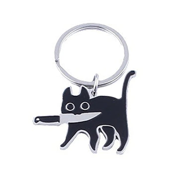 Cute Cartoon Knife Cat Keychain