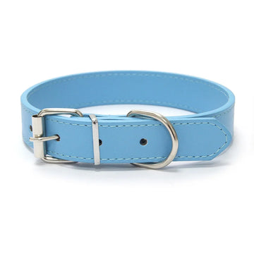 Solid Color Leather Dog Collar